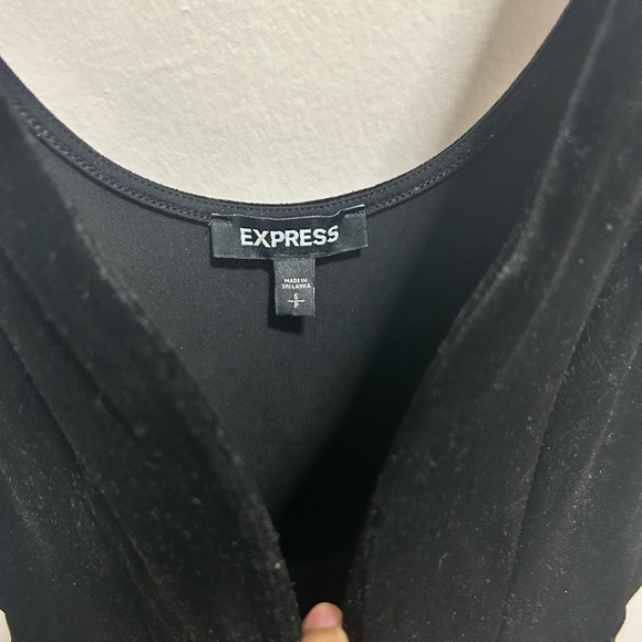 Express Black Velvet Fit and Flare ROMPER - Picture 4 of 6